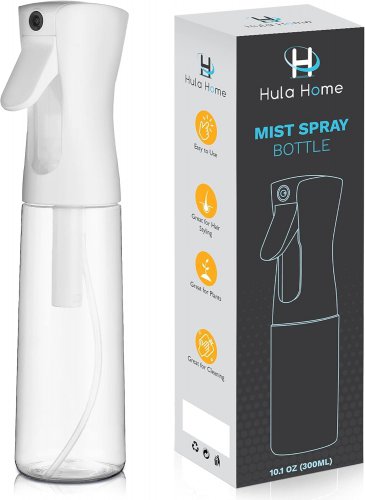 Hula Home Spray Bottle for Hair (10.1oz/300ml) - Powered by Flairosol Spray Technology - Continuous Ultra Fine Mist Sprayer