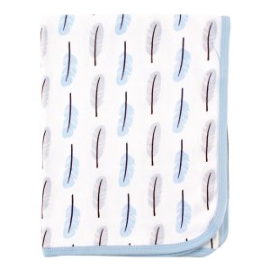 Touched by Nature Unisex Baby Organic Cotton Swaddle, Receiving and Multi-purpose Blanket, Feather, One Size