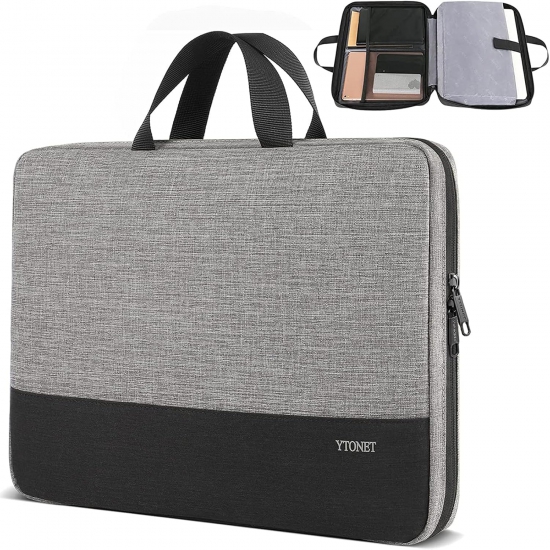 Ytonet Laptop Case, 15.6 inch TSA Laptop Sleeve Computer Bag Water Resistant Computer Case Carrying Cover Compatible for Lenovo, HP, Dell, Asus Notebook, Gifts for Men Women, Grey - Click Image to Close