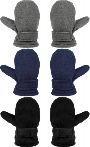 3 Pairs Baby Toddler Winter Mittens Warm Fleece Kids Mittens Baby Snow Skiing Gloves for Boys and Girls Aged 2-4 Years
