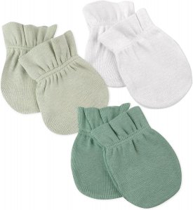 HonestBaby Multipack Baby Cap Hats and Mitts Sets No Scratch Mittens 100% Organic Cotton for Newborn Boys, Girls, Unisex