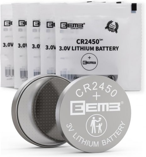 EEMB 5 Pack CR2450 Battery 3V Lithium Battery 2450 Button Coin Cell Batteries DL2450
