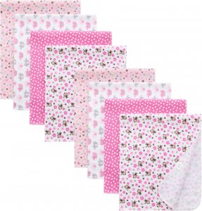 Gina Era Cotton Flannel Receiving Blankets Baby 8 Pcs, Baby Swaddle Blankets, Baby Flannel Blanket 30 X 30 Inch for Boy Girl (Style-9)