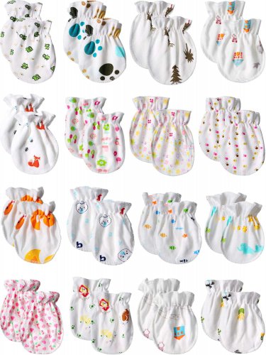 Newborn Baby Mittens No Scratch Baby Gloves Unisex Baby Gloves for 0-6 Months Baby Boys Girls (17 Pairs)