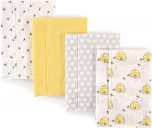 Hudson Baby Unisex Baby Cotton Flannel Burp Cloths, Bee, One Size