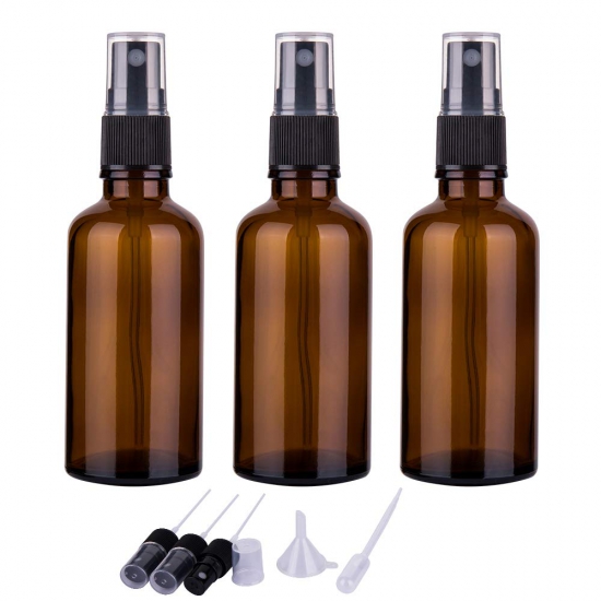 2oz Amber Glass Spray Bottles for Essential Oils, Small Empty Spray Bottle, Fine Mist Spray, Set of 3 - Click Image to Close