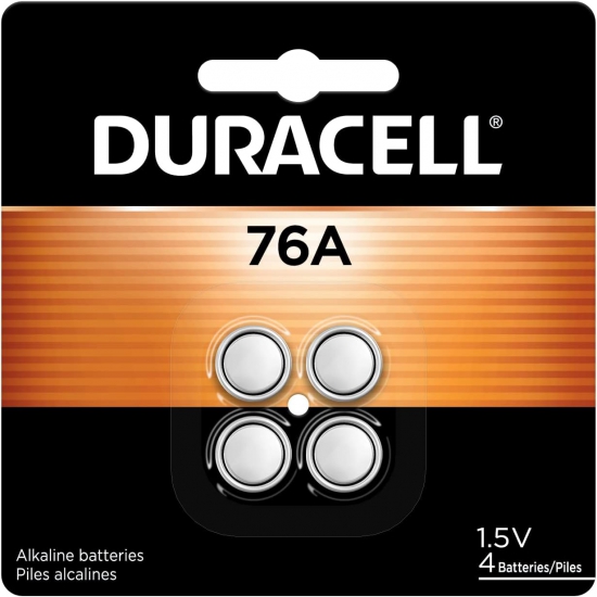 Duracell 76A 1.5V Alkaline Batteries, 4 Count Pack, 76A 1.5 Volt Battery, equivalent to LR44, A76, PX76A, V136A, AG13, and L1154 battery types - Click Image to Close