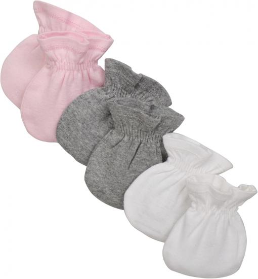 Burt's Bees Baby Baby Girls' Mittens, No-Scratch Mitts, 100% Organic Cotton, Set of 3 - Click Image to Close