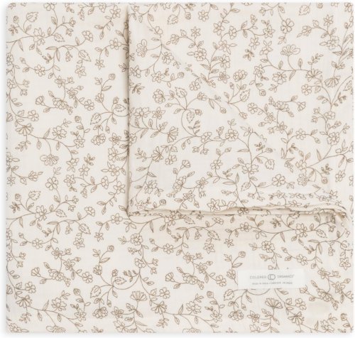 Colored Organics Baby Organic Cotton Swaddle - Infant Receiving Blanket - Pip Floral/Ivory Muslin