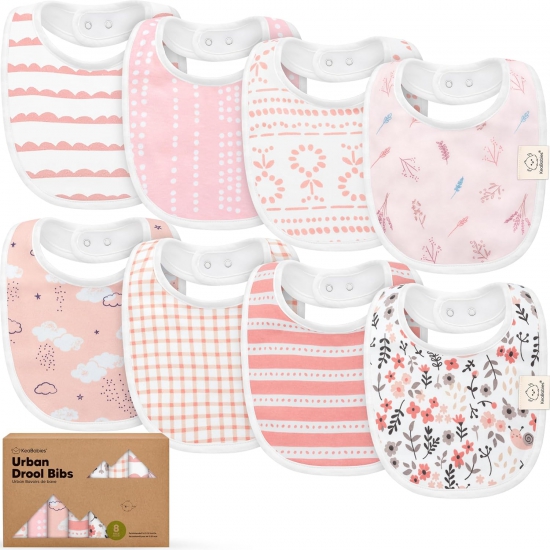 8-Pack Organic Baby Bibs for Boys, Girls - Soft Cotton Drooling and Teething Baby Bibs, Baby Girl Bibs, Baby Boy Bibs, Baby Drool Bibs for Baby Girl, Boy, Newborn Infant Bibs (Sweet Charm) - Click Image to Close