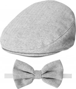 A&J DESIGN Baby Boy Driver Cap, Toddler 2pcs Newsboy Cap & Bow Tie