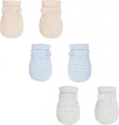 Newborn Baby No Scratch Mittens Stay On, 100% Cotton Breathable, Adjustable Infant Gloves for Baby Boys Girls Mittens