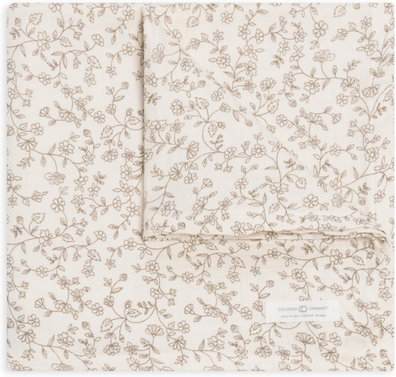 Colored Organics Baby Organic Cotton Swaddle - Infant Receiving Blanket - Pip Floral/Ivory Muslin - Click Image to Close