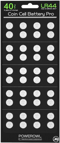 POWEROWL High Capacity LR44 Batteries 40 Pack, L1154F AG13 357 303 SR44 A76 Premium Alkaline Battery 1.5V Button Coin Cell Batteries