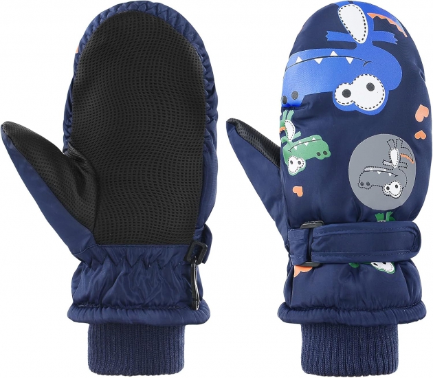 American Trends Toddler Winter Mittens Waterproof Boy Ski Gloves Warm Fleece Snow Mitten for Baby Boy Girl Cold Weather - Click Image to Close