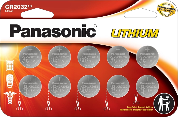 Panasonic CR2032 3.0 Volt Long Lasting Lithium Coin Cell Batteries in Child Resistant, Standards Based Packaging, 10 Pack - Click Image to Close