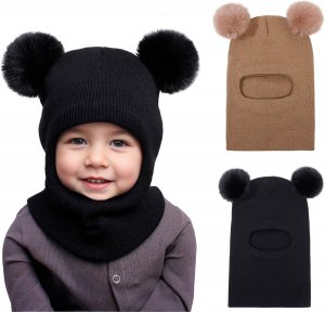ENBAOHUI Baby Winter Hat Scarf 2 Packs Toddler Winter Hat Boys Girls Beanies for Kids Knit Warm Kids Beanie hat 1-6T