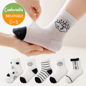 Kid's Socks Spring and Autumn Combed Cotton Net Cotton for Boys and Girls