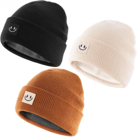 FURTALK Baby Toddler Winter Hat 3 Packs Baby Beanie Toddler Beanie Boys Girls Fleece Lined Kids Warm Knit Hats - Click Image to Close