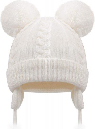Duoyeree Toddler Winter Hat with Earflap Scarf Hood Thick Warm Kids Skull Cap for Baby Girls Boys