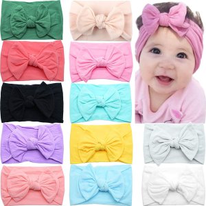 doboi 6pcs Baby Girls Bows Headbands Nylon Hairbands Ribbon Bow Elastic Hair Accessories for Newborns Infants Toddlers and Kids