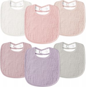 Susurration Muslin Baby Drool Bibs 6Pack Soft Square Adjustable Baby Bandana Bibs for Unisex Girls & Boys