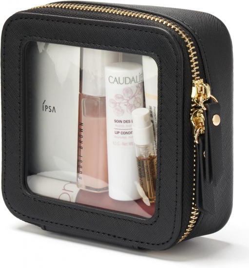 Popvibe Clear Makeup Bag Travel Cosmetic Case Transparent Toiletry Bag with Zipper, Portable Make Up Organizer Traveling Compact Car Bag for Essentials - Click Image to Close